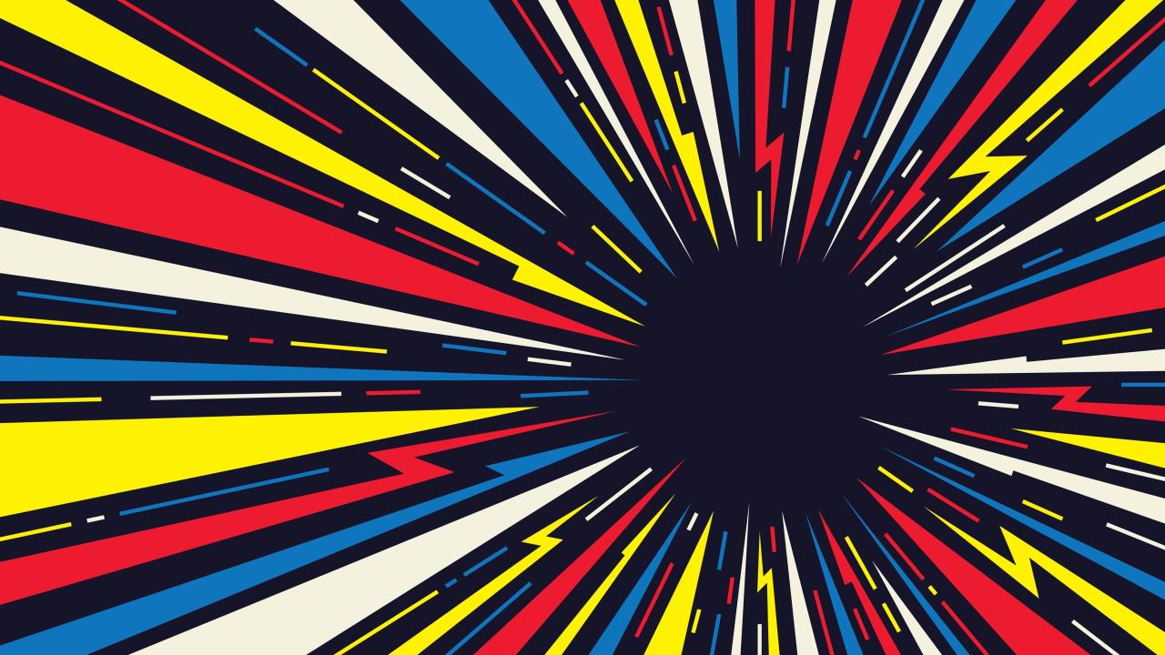 colourful lines and a black hole