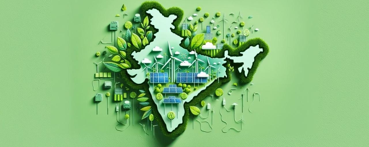 Map of India showing green technology