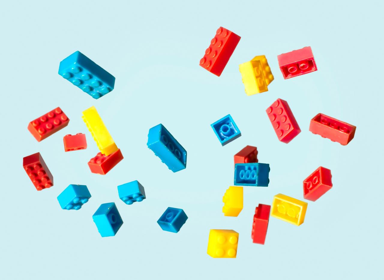 colourful floating lego blocks