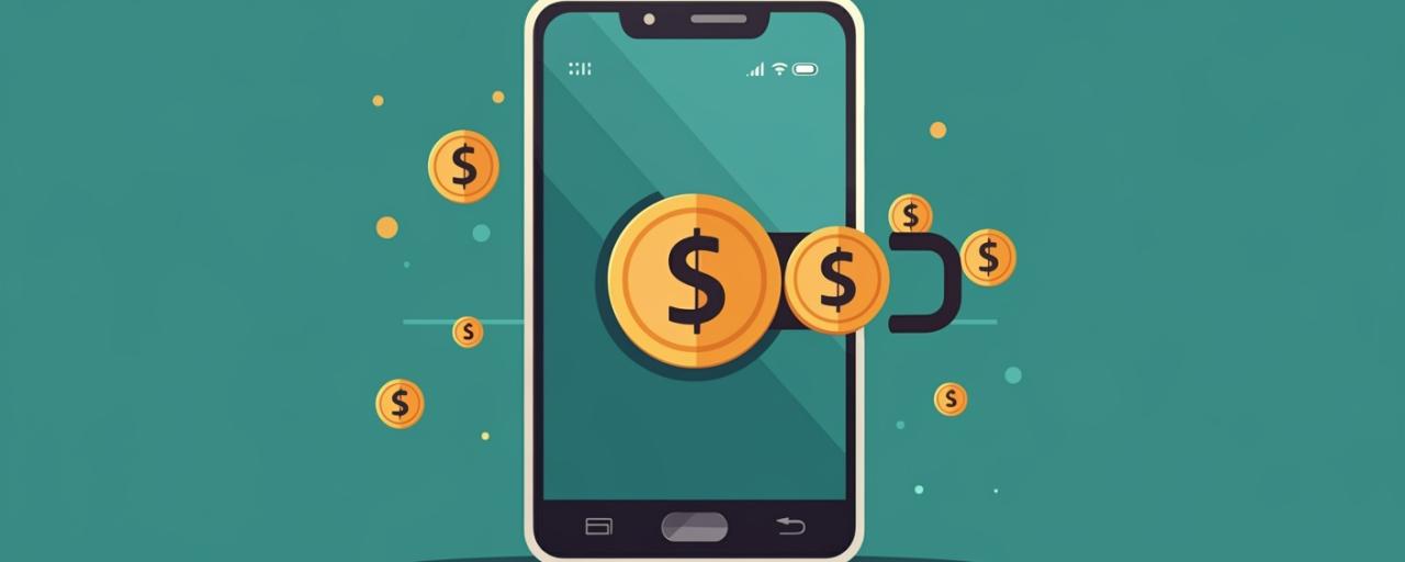 Digital Finance Opportunities mobile phone with dollars